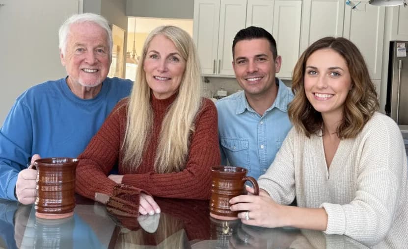 Family Photo - Thanksgiving dinner table scene